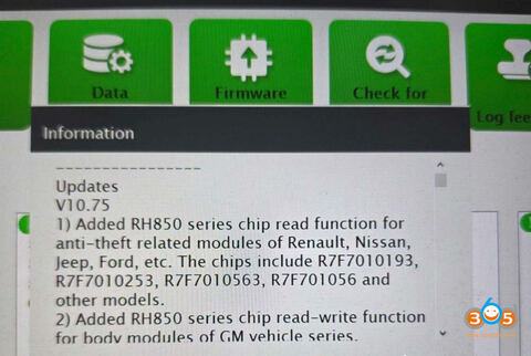 Illustration for Launch X-prog5 V10.75 Update Ford Nissan Renault RH850 Reading Function