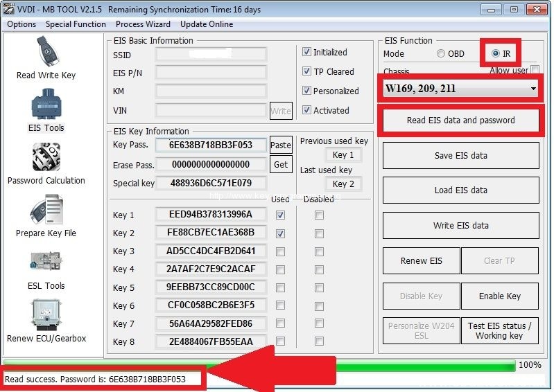 VVDI MB BGA Tool V2.1.5 Reads W209 W211 Password Directly