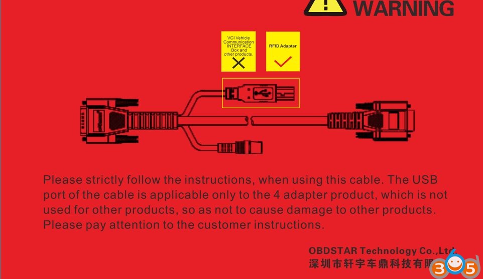 OBDSTAR X300 DP New USB Adapter Warning