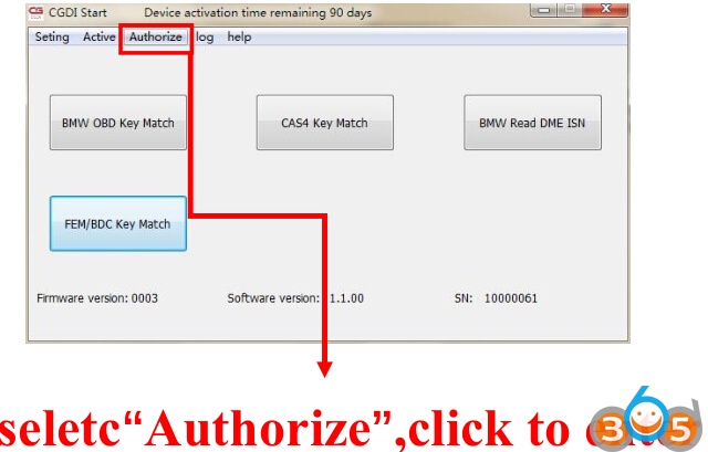 How to Open FEM BDC Authorization of CGDI Prog BMW Key Programmer
