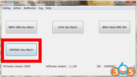 How to Open FEM BDC Authorization of CGDI Prog BMW Key Programmer