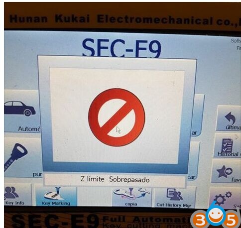 sec-e9-key-cutting-machine-Z-axis-limit-surpassed