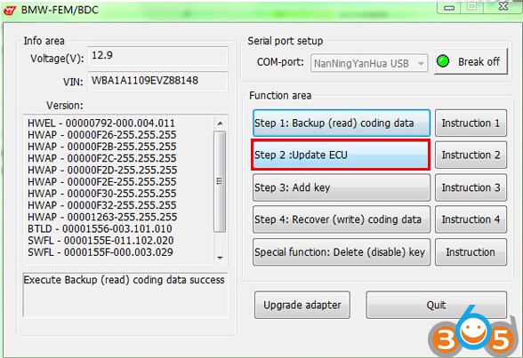 
			5 Steps to Program BMW FEM/BDC key with Yanhua BMW FEM Programmer by OBD		