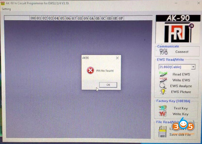 
			AK90+ Key Programmer “PIN No Touch” Error Solution		