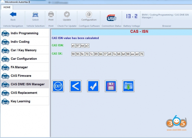 
			AutoHex II Read and Write BMW ISN from DME DDE		