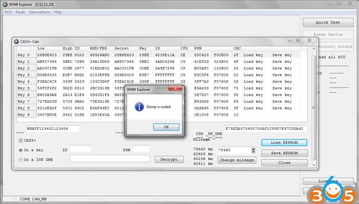 
			BMW Explorer Write Keys CAS3+ Software Version above ISTA 43		