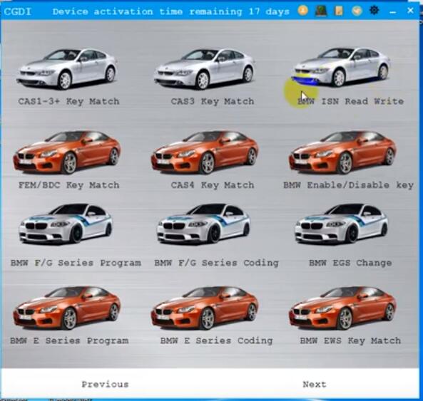 
			CGDI BMW Downgrade CAS3, Read and Change CAS ISN		