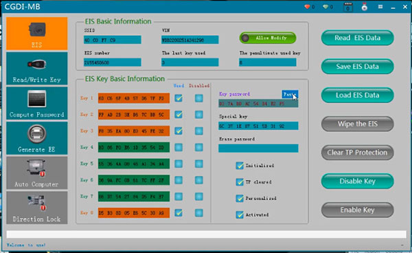 
			CGDI Prog MB Quick Test: Read EZS, Calculate Pass and Write Key		