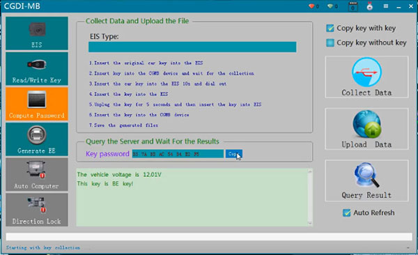 
			CGDI Prog MB Quick Test: Read EZS, Calculate Pass and Write Key		