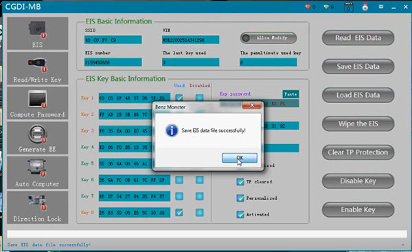 
			CGDI Prog MB Quick Test: Read EZS, Calculate Pass and Write Key		