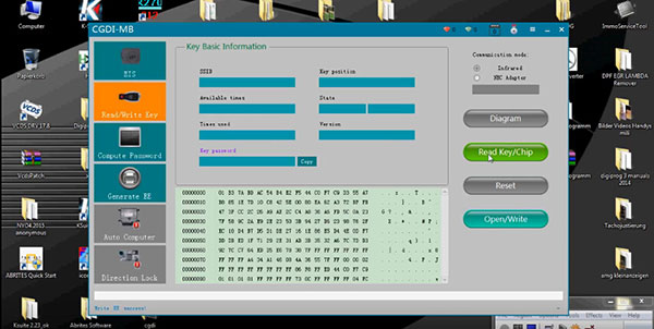 
			CGDI Prog MB Quick Test: Read EZS, Calculate Pass and Write Key		