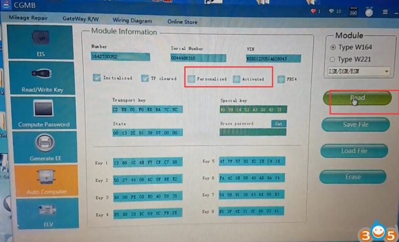 
			CGDI Prog MB Renew Benz W164 ISM on Bench		