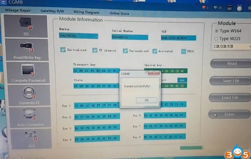 
			CGDI Prog MB Renew Benz W164 ISM on Bench		