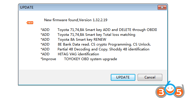 
			CN900 Mini Key Programmer Firmware Update to V1.32.2.19		