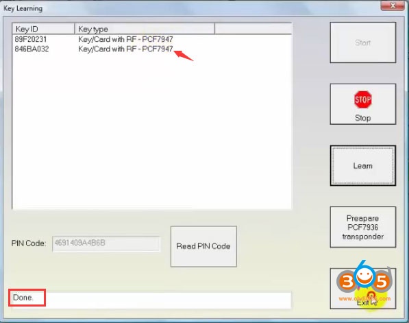 
			FVDI Program Renault Megane 3 2009 PCF7947 Key Card by OBD		