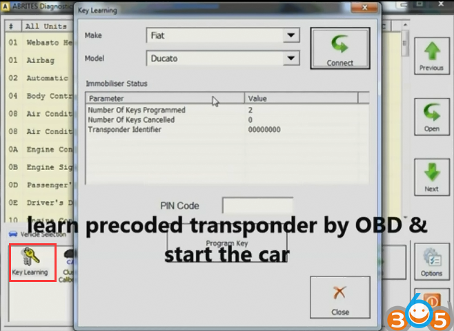 
			FVDI Program Transponder Key on a Fiat Ducato 2006		