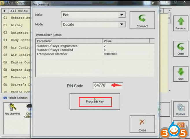 
			FVDI Program Transponder Key on a Fiat Ducato 2006		