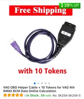 
			How to add tokens to VAG OBD Helper cable?		