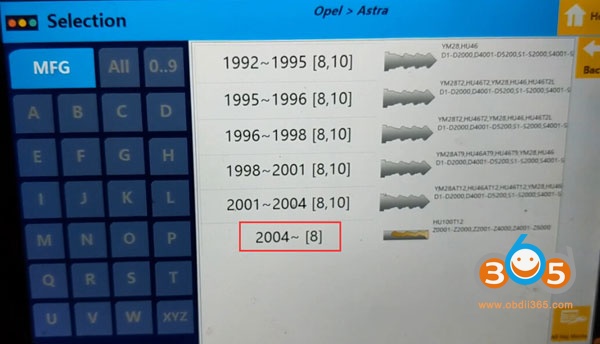 
			How to Cut Opel Astra 2004 Key with SEC-E9 by Bitting		