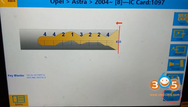 
			How to Cut Opel Astra 2004 Key with SEC-E9 by Bitting		