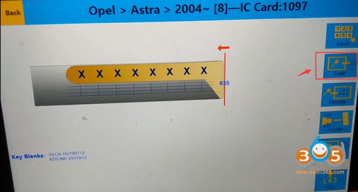 
			How to Cut Opel Astra 2004 Key with SEC-E9 by Bitting		