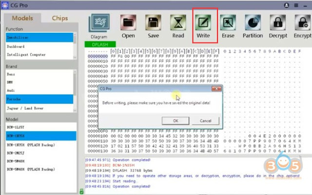 
			How to Read Porsche 1N35H BCM and Write Key with CG Pro 9S12?		