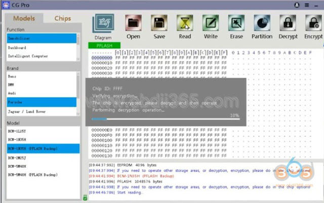 
			How to Read Porsche 1N35H BCM and Write Key with CG Pro 9S12?		