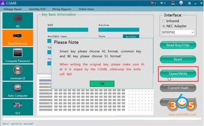 
			How to Read, Reset and Write NEC Chip with CGDI MB?		