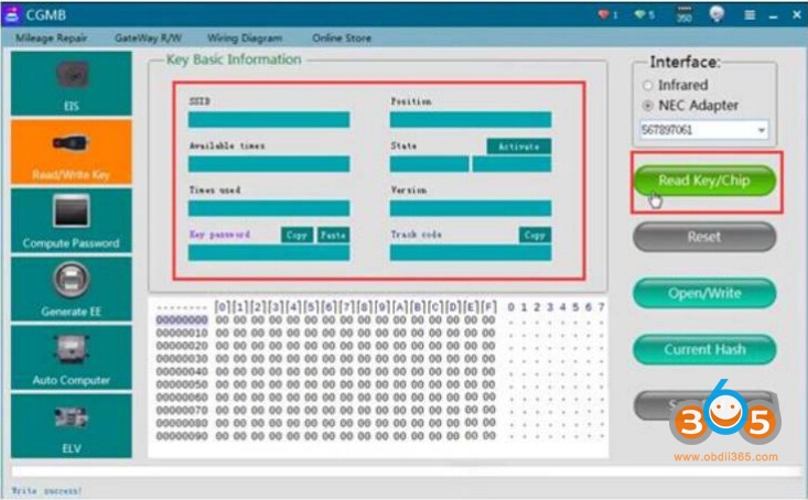 
			How to Read, Reset and Write NEC Chip with CGDI MB?		