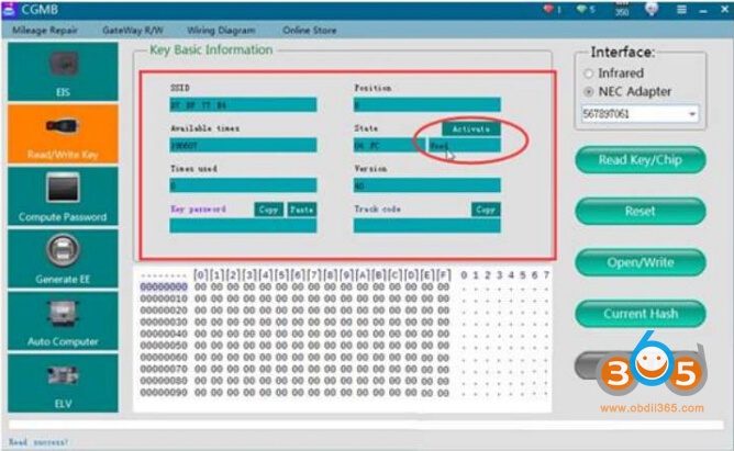 
			How to Read, Reset and Write NEC Chip with CGDI MB?		