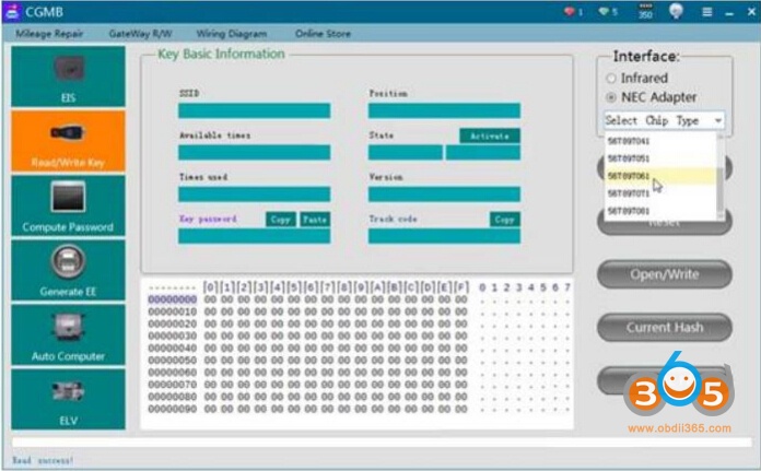 
			How to Read, Reset and Write NEC Chip with CGDI MB?		