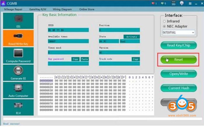 
			How to Read, Reset and Write NEC Chip with CGDI MB?		