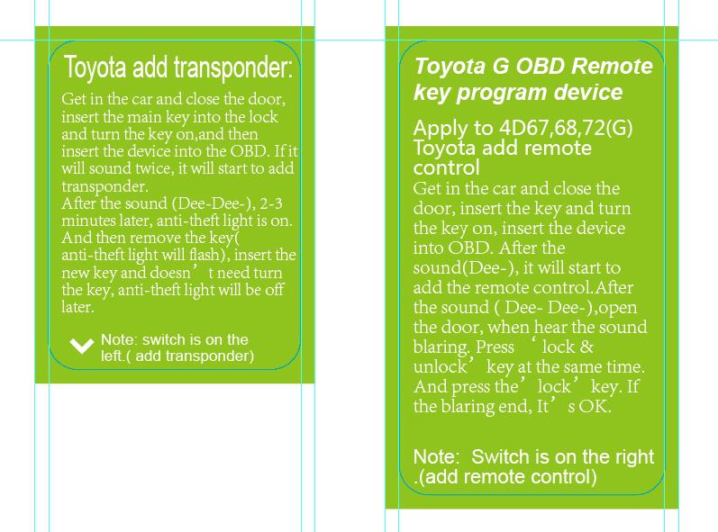 
			How to use Toyota G and H chip OBD remote key programmer		