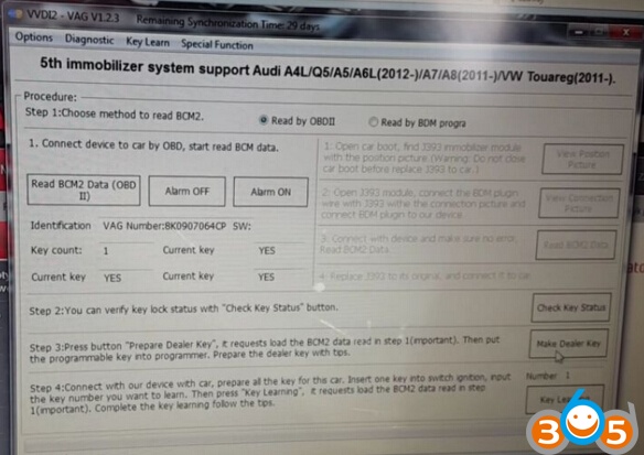 
			How to use VVDI2 to Program Key on 5th IMMO Audi A4 B8		