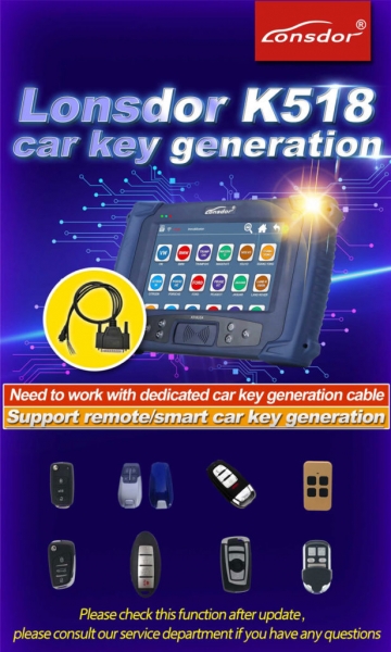 
			Lonsdor K518 KH100 Remote Smart Key List		