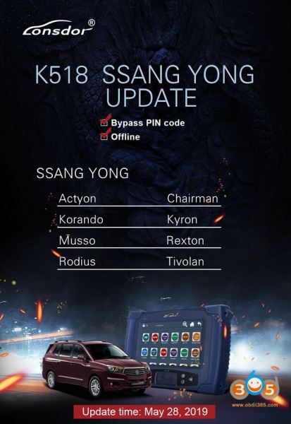 
			Lonsdor K518 Supported Ssangyong Vehicle List		