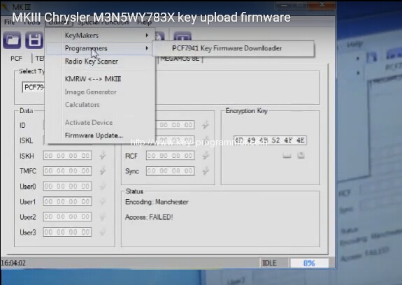 
			MasterKeyIII MK3 unlock Chrysler remote PCF7941		