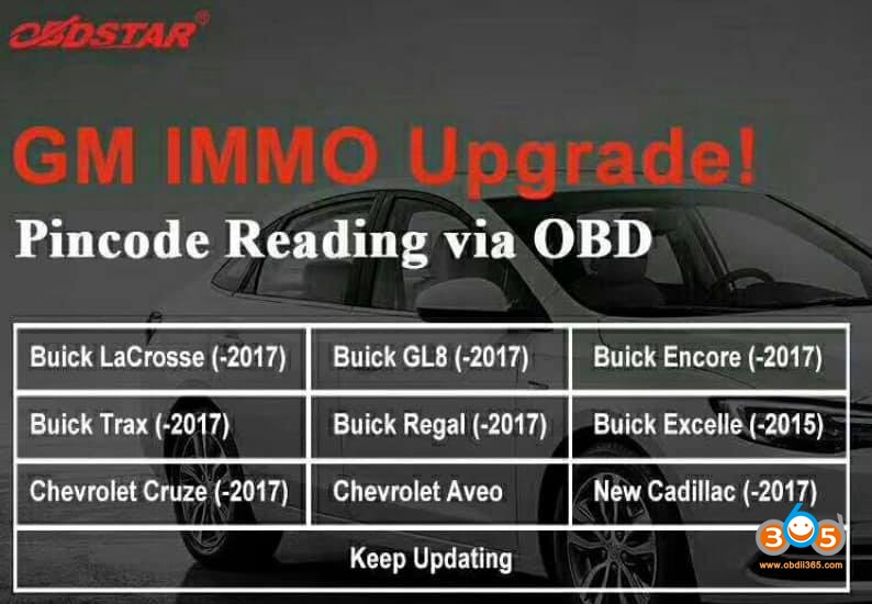 
			Obdstar tools IMMO updated for more American cars (GM, Ford, Chrysler, Lincoln…)		