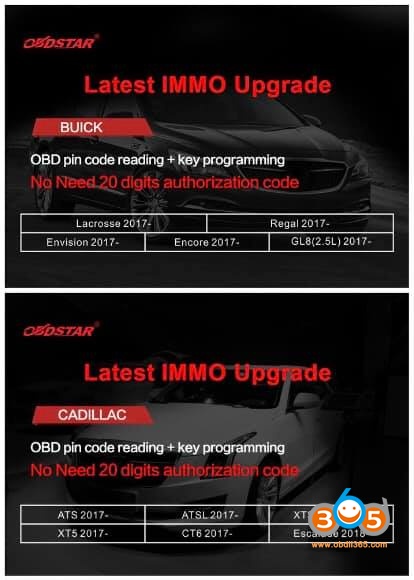 
			Obdstar tools IMMO updated for more American cars (GM, Ford, Chrysler, Lincoln…)		