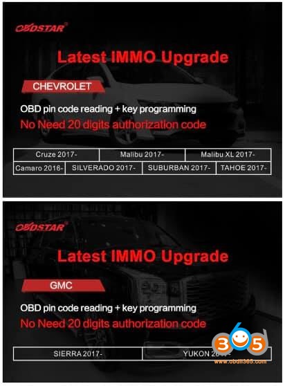 
			Obdstar tools IMMO updated for more American cars (GM, Ford, Chrysler, Lincoln…)		