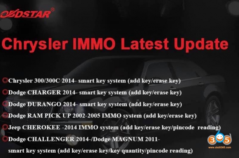 
			Obdstar tools IMMO updated for more American cars (GM, Ford, Chrysler, Lincoln…)		