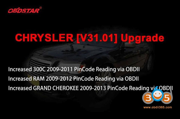 
			OBDSTAR X300 DP PLUS adds Chrysler 300C Dodge RAM 2009-2012		