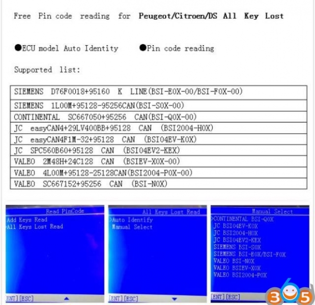 
			OBDSTAR X300 DP/Pro3 Adds PSA All key lost Pin Code Reading		