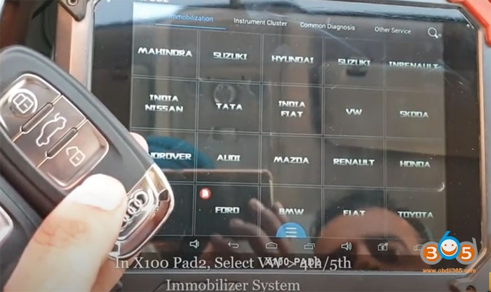 
			Program Audi Q5 5th IMMO Key with Xtool X100 PAD2		