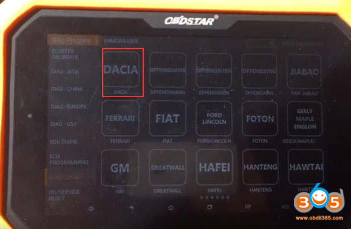 
			Program Dacia Duster 2018 4A Chip Key with OBDSTAR X300 DP PLUS		