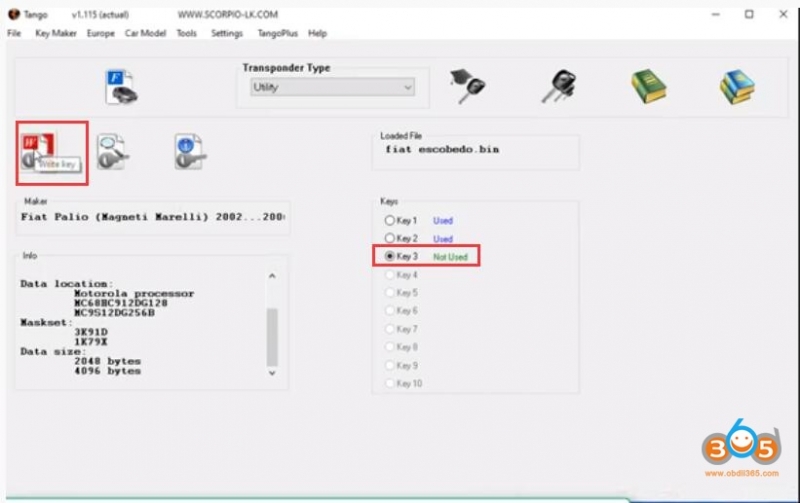 
			Program Fiat Palio ID48 2002 Key with VVDI Prog and Tango		