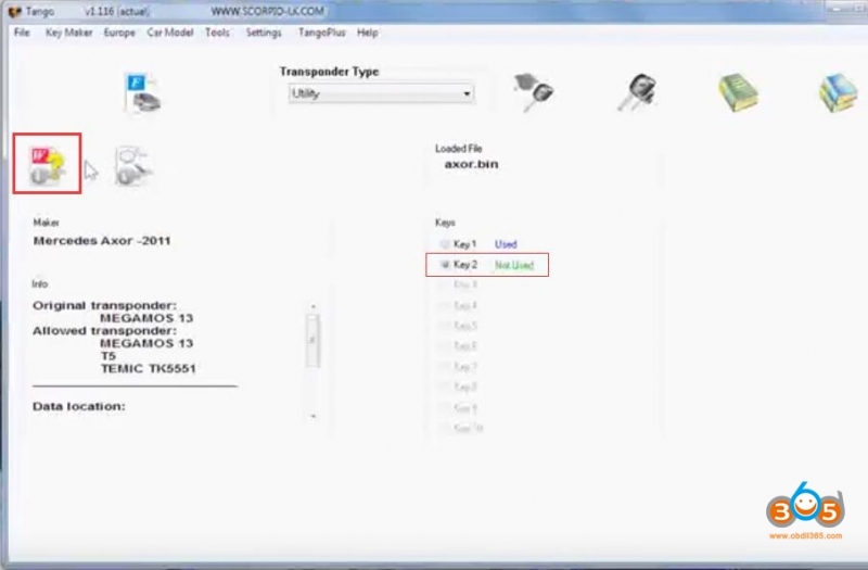 
			Program Mercedes AXOR Truck All Keys Lost with Orange5 and Tango		
