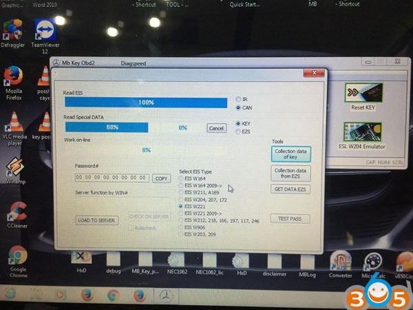 
			Program Mercedes W221 All Keys Lost with Diagspeed MB Key OBD2		