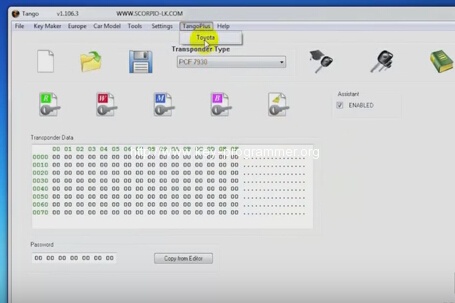 
			Reset Toyota G Immobilizer all Keys Lost via Tango		