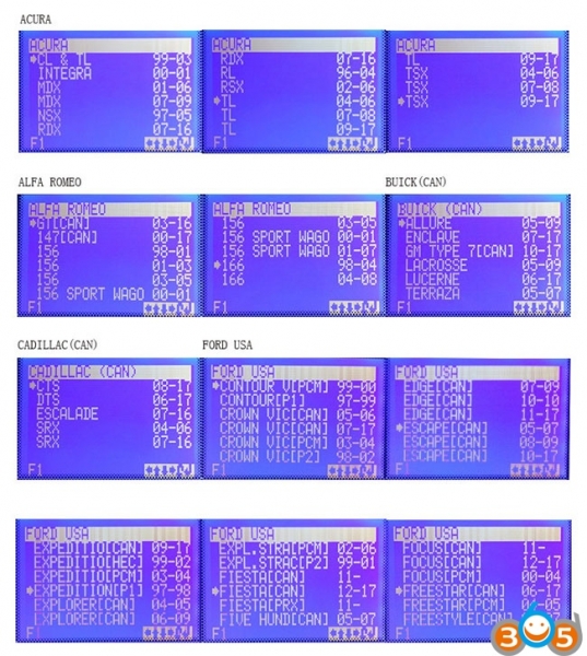 
			SBB Pro2 V48.88 Key Programmer Vehicle List		